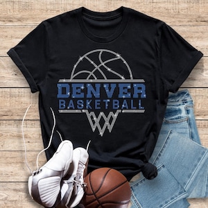 Denver Basketball Sports Team Rhinestone Shirt, Vintage Style Comfort Colors Sweatshirt, Retro Modern Trendy Unique Design Fan Apparel