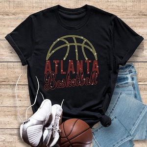 Atlanta Basketball Game Day Team Rhinestone Spirit Shirt, Cool Basketball Mom Shirt, Unisex Soft Cotton Shirt Gift For Sports Lover
