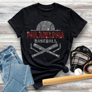 Philadelphia Baseball Rhinestone Shirt, Retro Baseball Shirt, Baseball Mom Tee, Cute Game Day Shirt, Team Support Shirt, Gift For Fans
