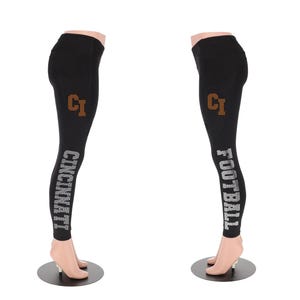 Cincinnati Football Leggings, Rhinestone Leggings, Gameday Leggings Gift for Girlfriend, Football Fan Striped Leggings, Gift for Women