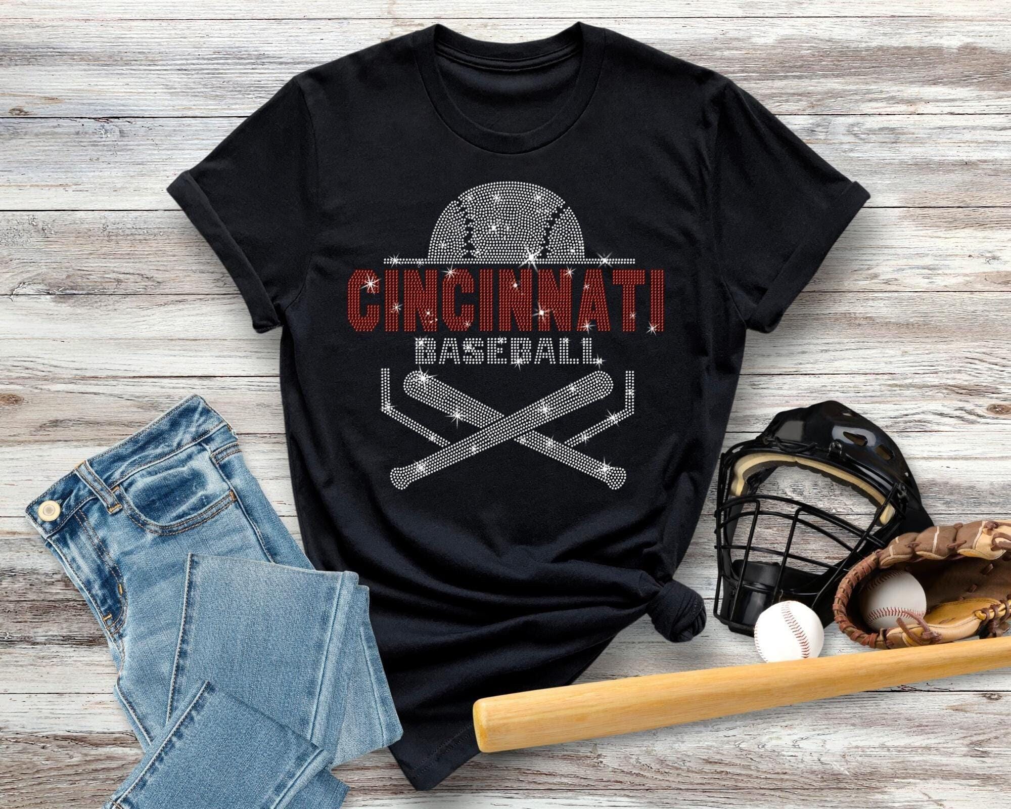 Cincinnati Baseball Rhinestone Shirt, Trendy Game Day Shirt for Fan, Mom Baseball Tee, Baseball Glitter Shirt, Best Gift for Your Love One