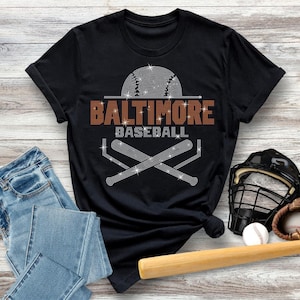 Baltimore Baseball Rhinestone Shirt, Game Day Apparel Tee, Baseball Mom Tee, Sports Unisex Shirt, Baseball Game Day Shirt, Gift For Fans