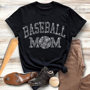 Camiseta con diamantes de imitación para mamá de béisbol, linda camiseta para animadora, sudadera para mamá amante de los deportes, camiseta del equipo de béisbol, idea de regalo de Navidad para mamá