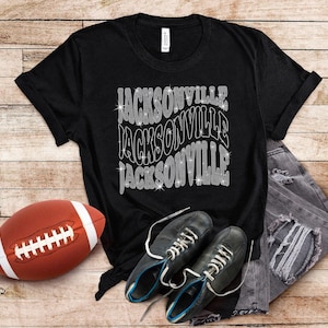 Jacksonville Rhinestone Shirt, Football Team Fans Support Tee, Soft and Comfy Tailgate Party Short Sleeve Comfort Color Unisex Shirt