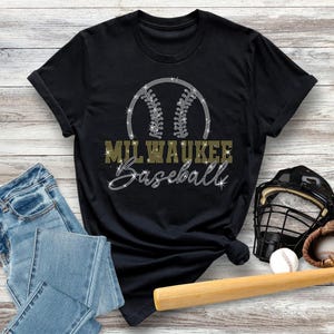 Milwaukee Baseball Rhinestone Shirt, Glittering Game Day Shirt, Comfort Color Sports Shirt, Retro Baseball Mom Shirt, Best Gift for Her