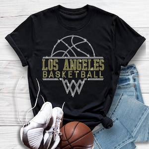 Los Angeles Basketball Sports Team Retro Rhinestone Shirt, Special Edition Fan Tee Gift Ideas, Basketball Legend Design Streetwear Clothing