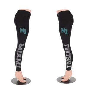 Miami Football Leggings, Rhinestone Leggings, Game Day Sports Pants, Football Yoga Leggings, Cozy football Leggings for Women