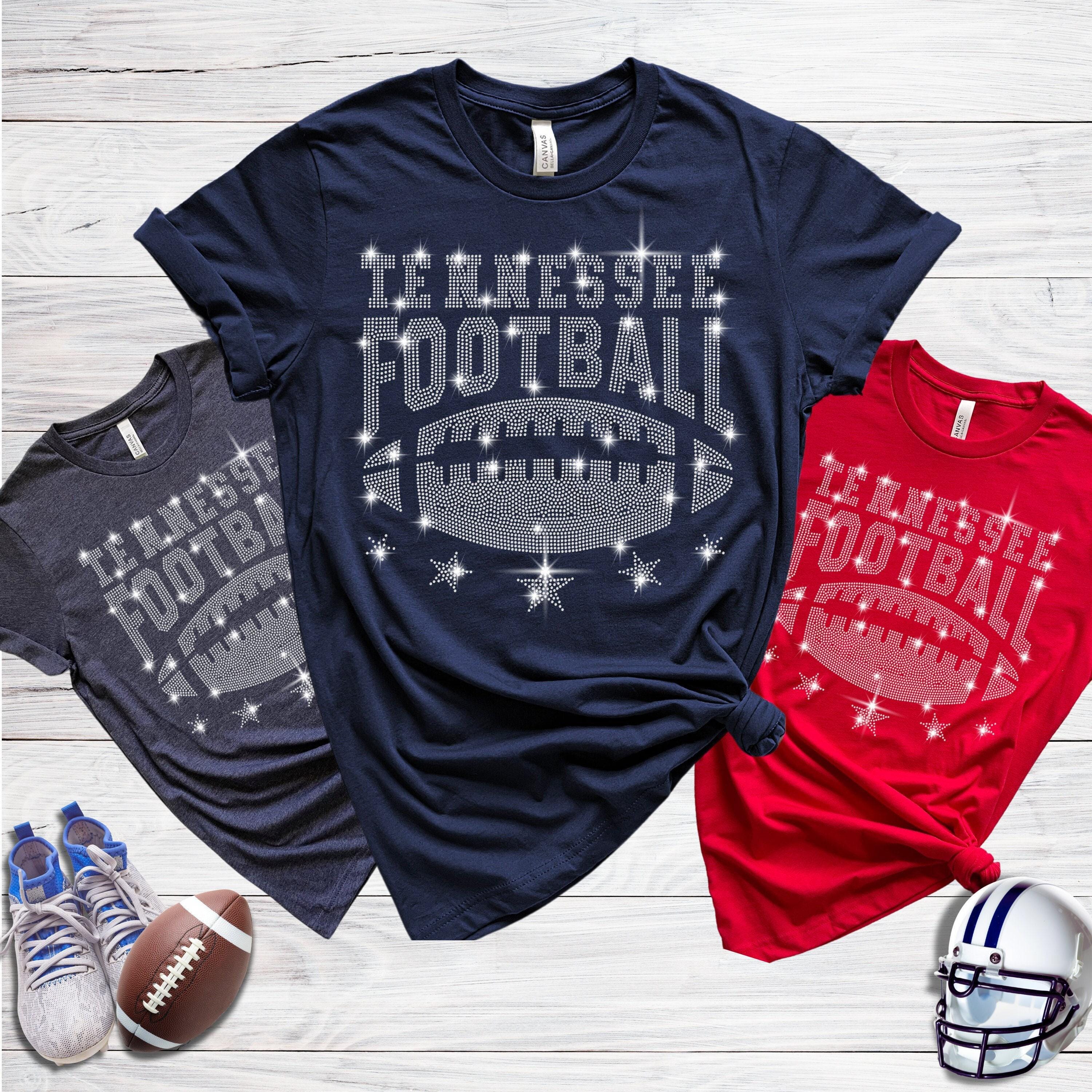 Tennessee Rhinestone Shirt, Trendy Football Tee, Essential Apparel for Fans Elevate your Game Day look with Our Stylish Apparel