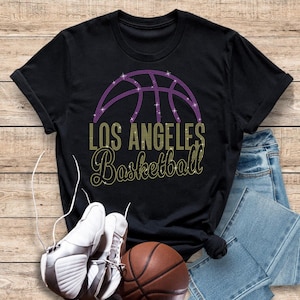 Los Angeles Basketball Game Day Rhinestone Shirt, Sports Season Fashion Aesthetic Top, Unique Design Favorite Shirt Gift for Him or Her