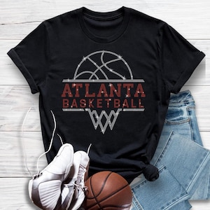 Atlanta Basketball Sports Team Retro  Rhinestone Shirt, Basketball Adult Shirt, Comfort Colors Atlanta Playoff Shirt, Gift for Boyfriend