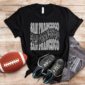 San Francisco Rhinestone Shirt, Trendy Sparkling Unisex Football Shirt, Chic Bright Design Game Tee, Team Fans Trendy Glitter Bling Shirt