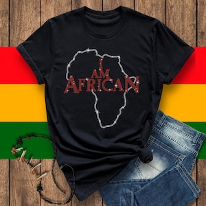 Ich bin Afrikaner mit Karte Rhinestone-Shirt, Mutterland-Sweatshirt für schwarze Frauen und Männer, schwarzes Symbol-T-Shirt, schwarzes Geschichts-Shirt