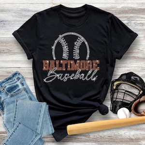 Baltimore Baseball Rhinestone Shirt, Orioles Gift for Her, Game Day Baseball Shirt, Baltimore City Sports Shirt, Vintage Baseball Fan Shirt