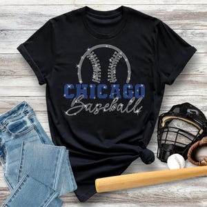 Chicago Baseball Strass Shirt, Baseball Liebhaber Geschenk, Vintage Retro Style Baseball T Shirt, Baseball Mom Shirt, Fan Geschenk für Sie