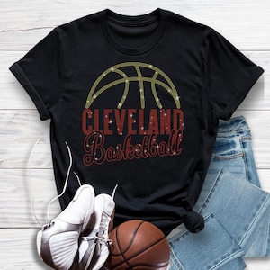 Cleveland Basketball Game Day Rhinestone Shirt, Vintage Retro Basketball Streetwear,  Sports Fan Gift, Sports Men&#39;s Shirt, Unisex Sports Tee