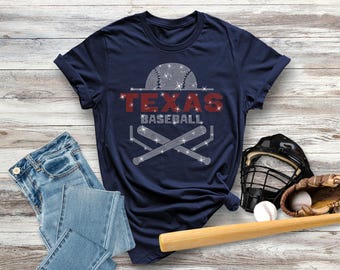 Texas Baseball Rhinestone Shirt, Game Day Apparel, Baseball Mama Shirt, Team Spirit Shirt, Sports Fan Tee Shirt, Rangers Gift for Her or Him