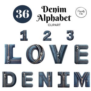 Alfabeto denim, alfabeto tessuto, lettere jeans, lettera zip, font e numeri, numero lettera PNG, alfabetico dalla A alla Z, font download digitale