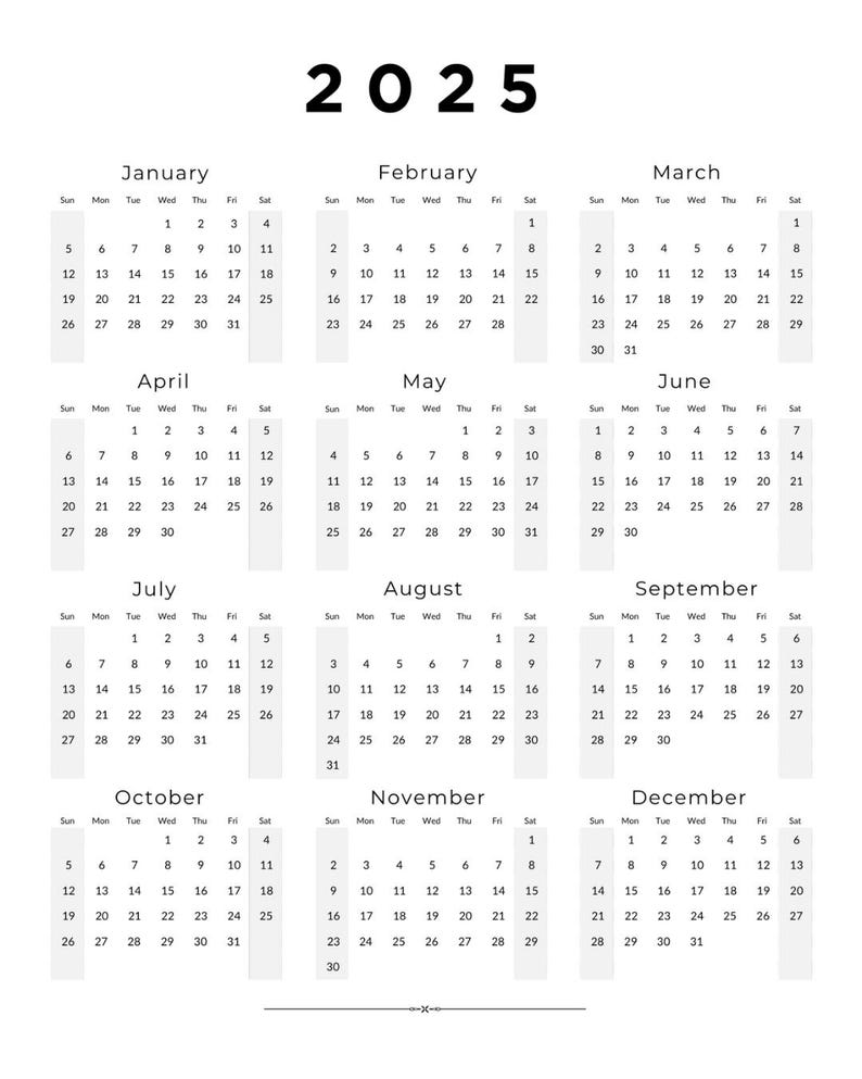 Minimalist 2025 Calendar Printable Wall Desk Planner (8 5 quot X 11