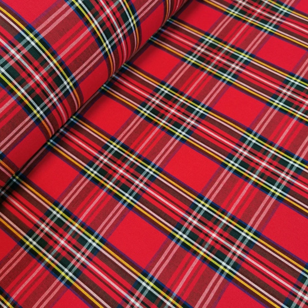 Poly Cotton Tartan Royal Stewart Fabrics Check Tartan Fabric 147 Cm