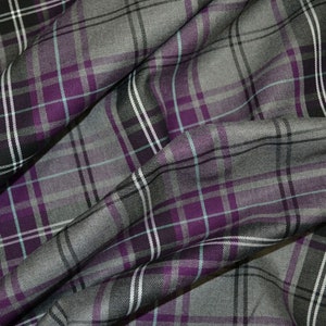 Karo Tartan Stoff Mode Lila Poly Viscose Tartan Karo Fabric Material