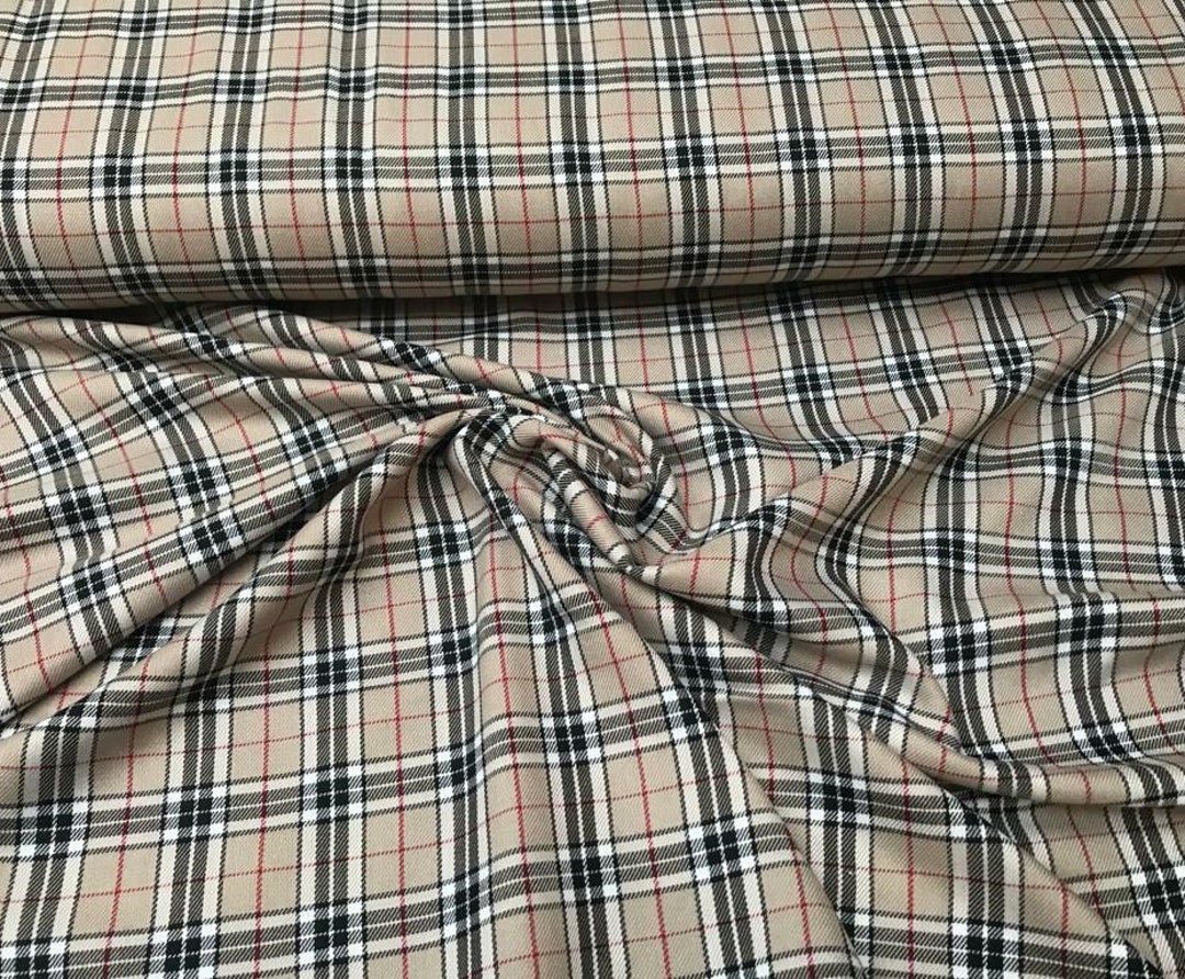 Beige Tartan Fabric: Poly Viscose Check Material - Etsy