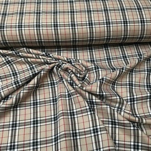 Tessuto scozzese beige, tessuto a quadri scozzese in poliviscosa