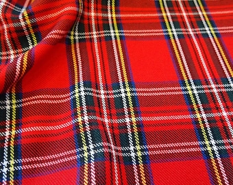 Royal Stewart Tartan Fabric, Poly Viscose Check, 59" Wide