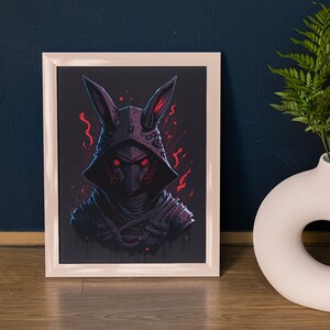 Awesome illustration face evil ninja rabbit