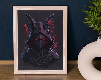 Ilustração impressionante enfrenta coelho ninja malvado