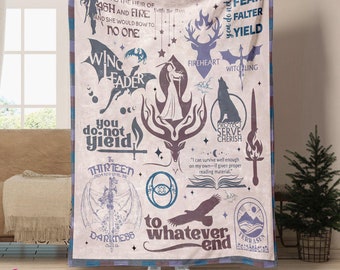 Throne of Glass Fleece Blanket, SJM Merch, Acotar Merch, Bookish Gift, Manon Blackbeak, Rowan Whitethorn, Throne of Glass,Darkness Claims Us