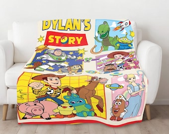 Personalized Toy Story Blanket | Custom Name Toy Story Fleece Blanket | Woody Buzz Lightyear Blanket | Birthday Gift | Custom Name Blanket