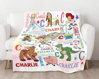 Personalized Toy Story Blanket | Custom Name Toy Story Fleece Blanket | Woody Buzz Lightyear Blanket | Birthday Gift | Custom Name Blanket