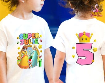Custom Daisy And Rosalina Birthday Shirt, Super Mario Princess Birthday Party, Gift for Kids, Birthday Kids Shirt, Mario Birthday Shirt