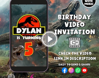 Jurassic World Video Invitation, Jurassic World Birthday Invitation Video, Jurassic Park, Dinosaur invitation, Jurassic World invitation