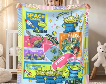 Toy Story Alien Blanket, Aliens Toy Story Pizza Planet Blanket, Woody Buzz Lightyear Jessie Toy Story, Blanket Gift For Xmas