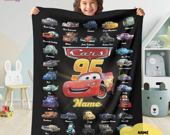 Personalized Cars Lightning McQueen 95 Fleece Blanket, Cars Land Blanket, Disneyland Cars Blanket, Cars Movie Characters Blanket