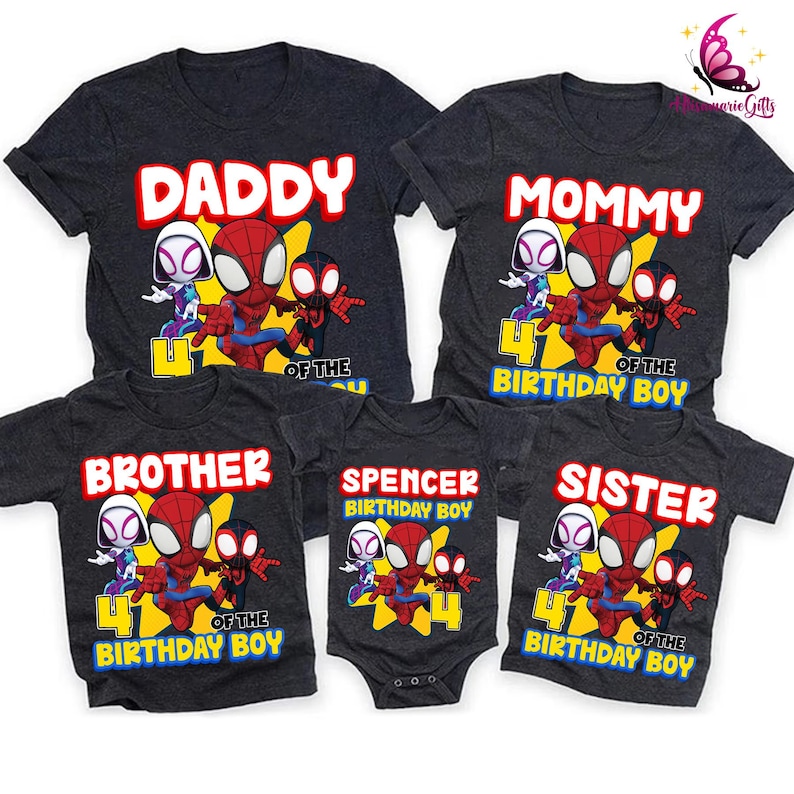 Personalized Spiderman Birthday Boy Shirt | Family Birthday Shirt | Spiderman Birthday Shirt | Spidey And His Amazing Friends Shirt bild 2