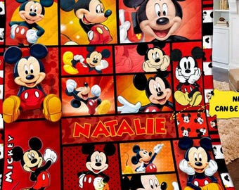 Personalized Mickey Mouse Blanket, Disneyland Mickey Blanket, Mickey Mouse Birthday Gifts, Christmas Gift, Mickey Fleece Blanket