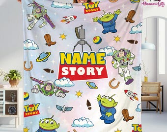 Personalized Toy Story Fleece Blanket, Disneyland Blanket, Home Decor, Toy Story Characters Blanket, Buzz Lightyear, Personalized Blanket