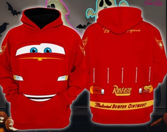 Lightning McQueen 3D Full Over Print Hoodie, Cars McQueen Cosplay Costume, Lightning McQueen Sweatshirt, Halloween Gifts, Birthday Gifts