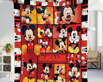 Personalized Mickey Mouse Blanket, Disneyland Mickey Blanket, Mickey Mouse Birthday Gifts, Christmas Gift, Mickey Fleece Blanket