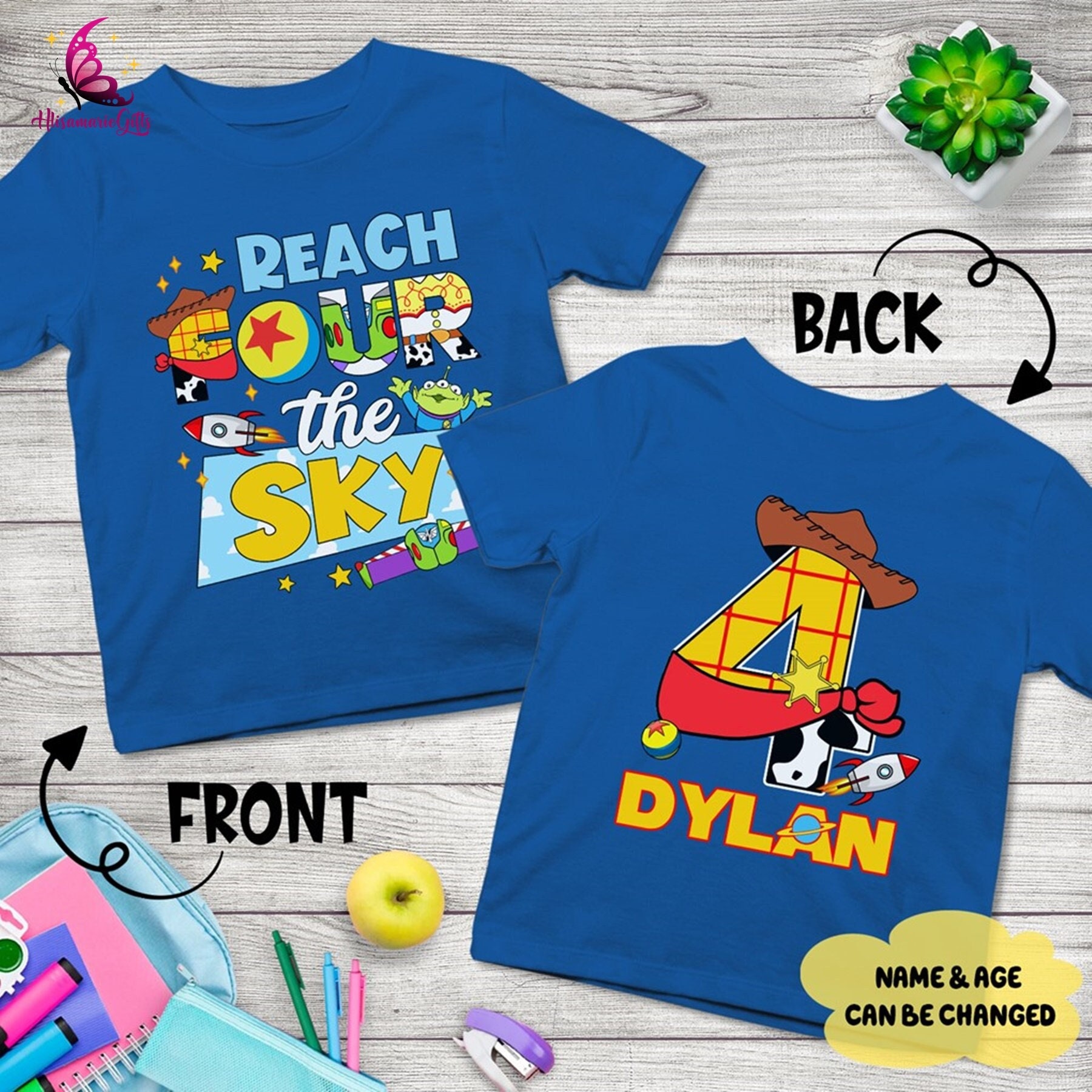 Custom Toy Story Birthday Boys Shirt | Toy Story Reach For The Sky | Toy Story Birthday Shirt | Family Birthday Matching Shirt