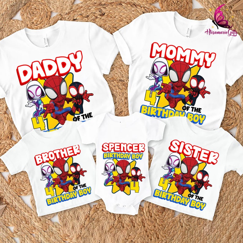 Personalized Spiderman Birthday Boy Shirt | Family Birthday Shirt | Spiderman Birthday Shirt | Spidey And His Amazing Friends Shirt bild 1