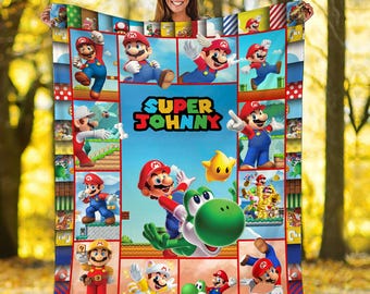 Personalized Mario Fleece Blanket, Mario Bros Blanket, Mario Blanket, Throw Blanket, Home Decor, Kids Blanket, Super Mario Bros Blanket