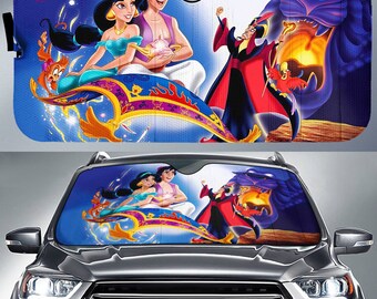 Aladdin 1992 Car Sun Shade, Aladdin And Jasmine Car Sun Shade, Aladdin Jafar, Car Windshield, Car Accessories, Disneyland Villains