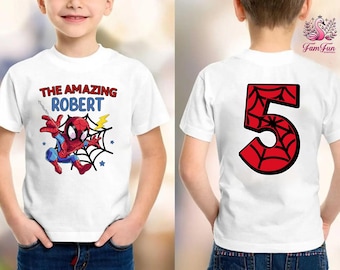 Custom Spiderman Birthday Boy Shirt, Amazing Spiderman Birthday Shirt, Kids Birthday Shirt, Spiderman Birthday Party, Family Birthday Shirt