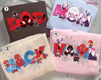Chemise personnalisée Spidey et ses incroyables amis, chemises de la famille Spiderman, chemise personnalisée avec nom d'enfant, chemise familiale assortie, chemise d'anniversaire super héros