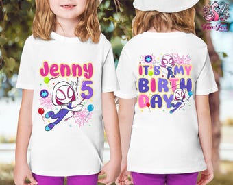 Personalized Ghost Spider Birthday T-shirt, Spiderwoman Birthday Shirt, Super Hero Birthday Shirt, Birthday Toddler, Youth Tee