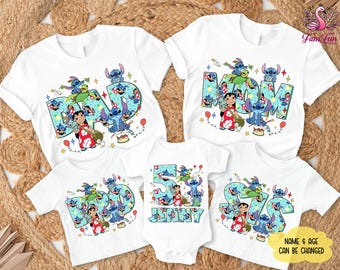 Lilo and Stitch Family Birthday T-shirt, Birthday Trip Shirt, Disneyland Stitch Birthday Tee, Family Matching Shirts, Disneytrip Shirts