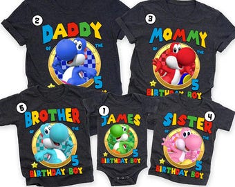 Custom Super Mario Bros Birthday Shirt, Disneyland Super Mario Shirt, Family Birthday Shirt, Super Mario Bros Shirt,Mario Yoshi Birthday Tee